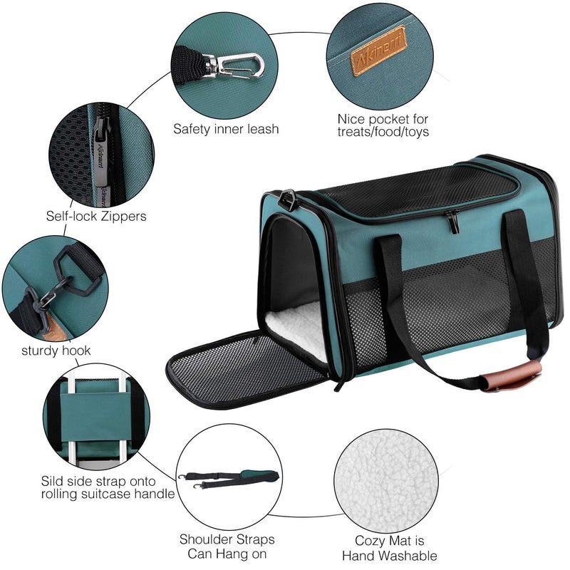 Akinerri Cat Carrier - Portable Foldable Dog Pet Carrier, Soft-Sided Pet Bag up to 28 Lbs, Airline Approved Travel Puppy Carrier - Image 4